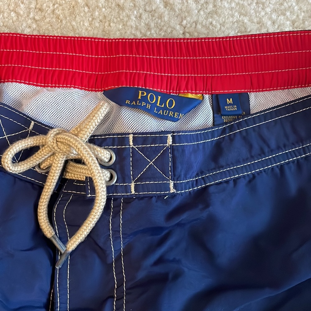 Polo Ralph Lauren Navy Blue Cargo Pocket Swim Trunks Mens Size Large - Picture 3 of 7